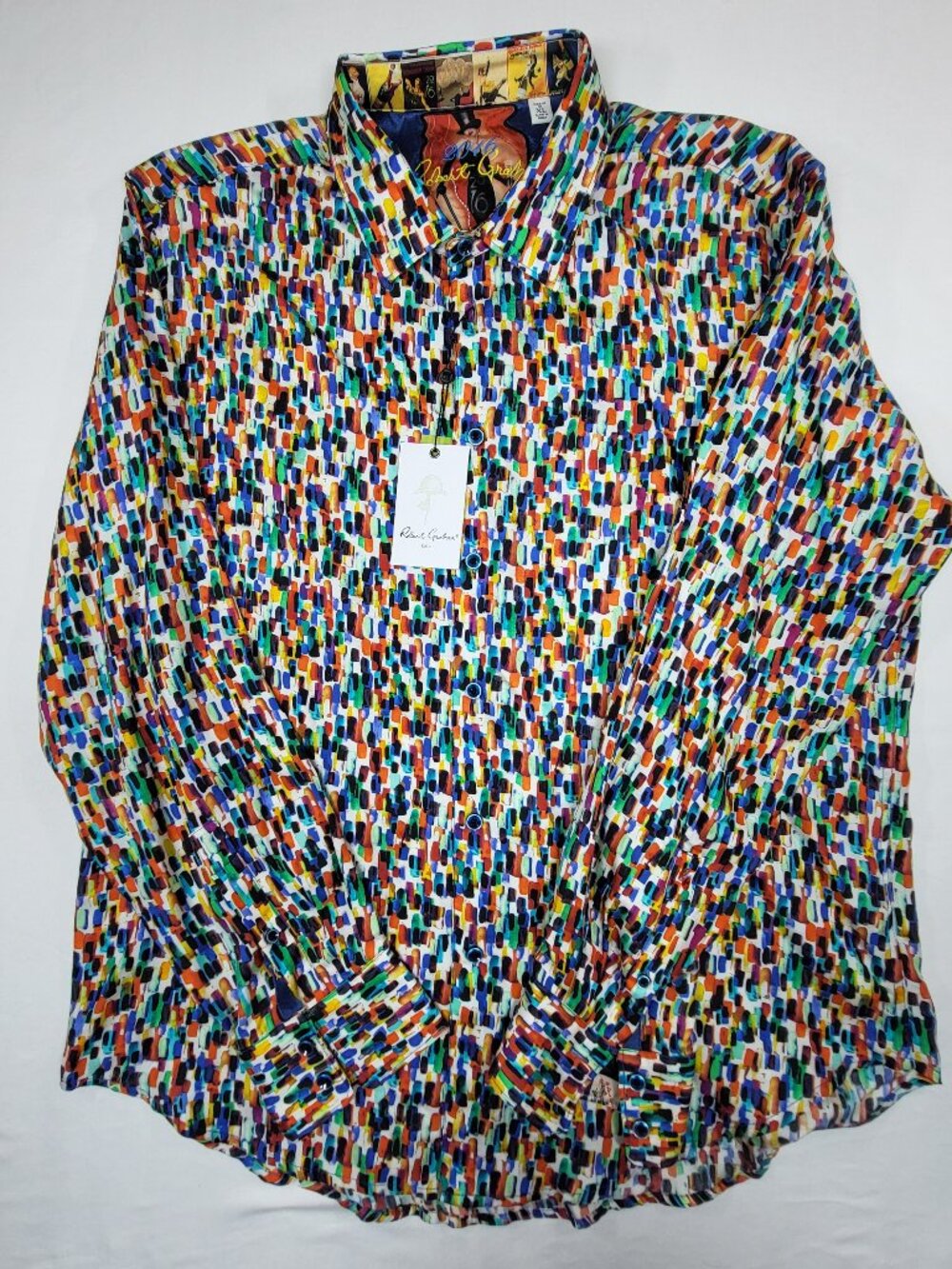 NWT Robert Graham Champagne Toast Silk Blend Button Up Shirt Limited Edition XL